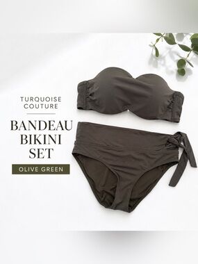 Turquoise Couture Olive Green Bandeau Bikini Set